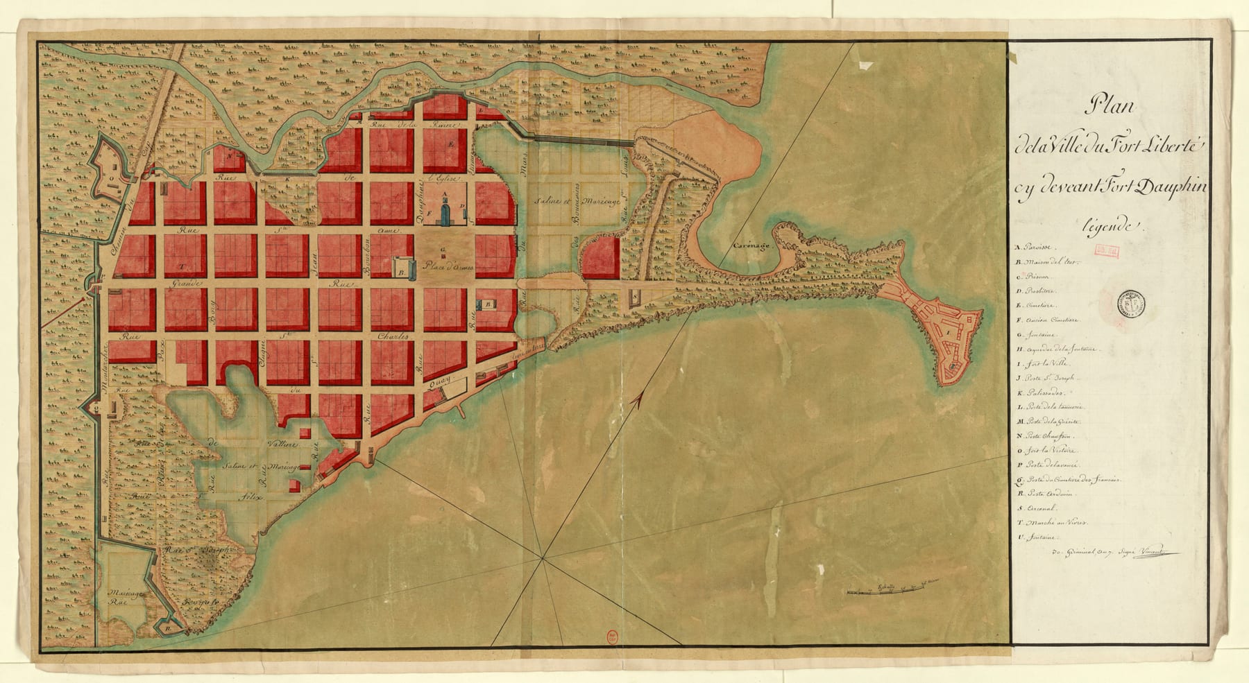 Eighteenth-century plan of the town, then Fort-Dauphin